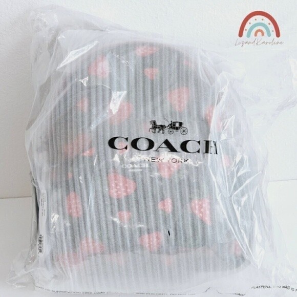 New! Coach Court Backpack Wild Strawberry Print Pebbled Leather Bag - Picture 15 of 15
